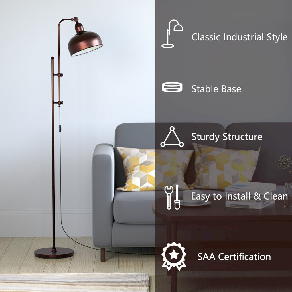NNECW Industrial Floor Lamp with Adjustable Height & Lamp Head for Living Room