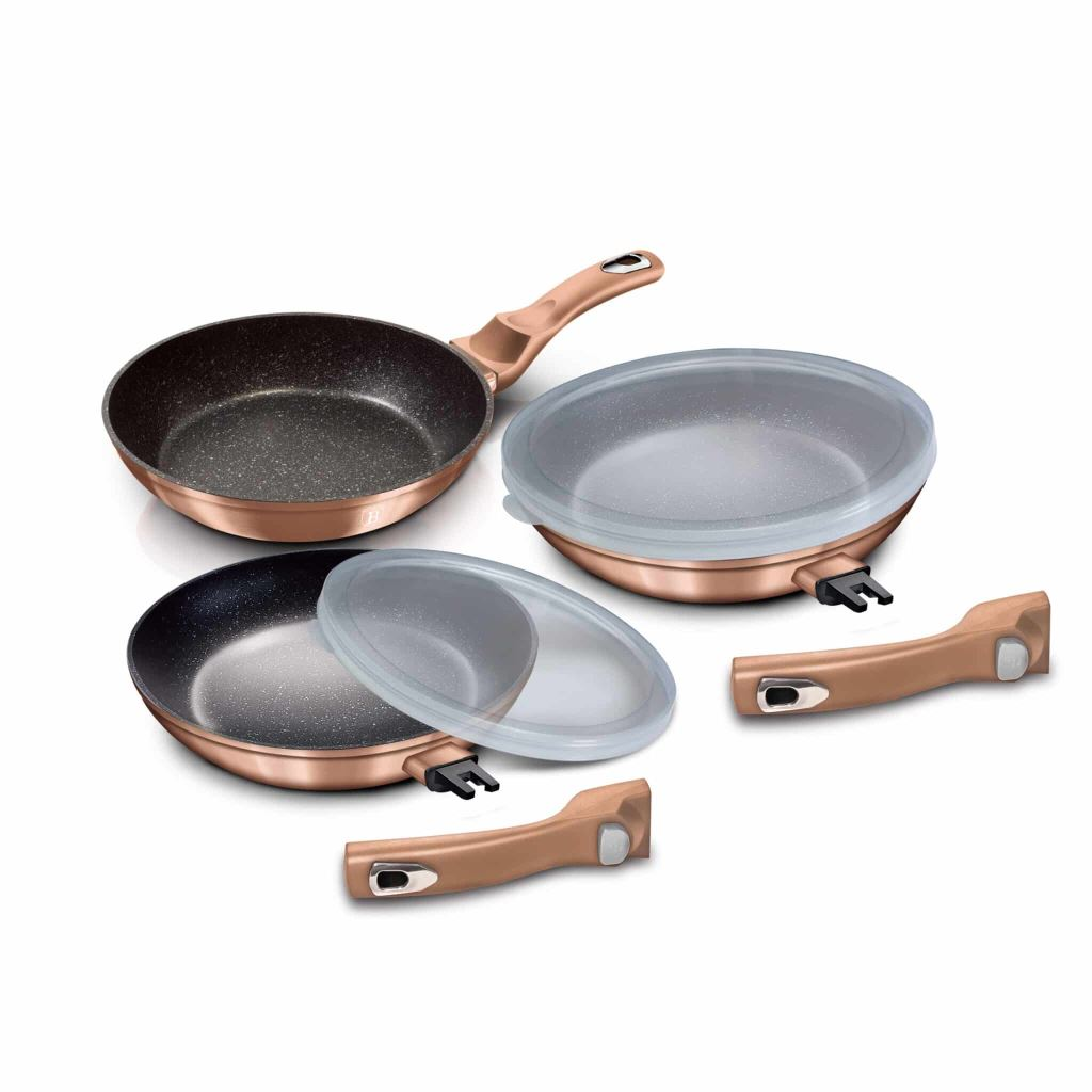 Berlinger Haus Metallic Line Rose Gold Edition 5 részes serpenyő szett levehető nyéllel (BH/7054)-0