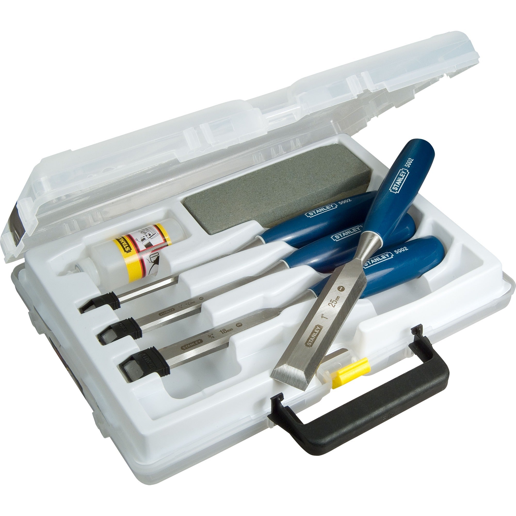 Stanley hand tool wood chisel set 6-piece (6, 12, 18, 25 mm + oil sharpening stone) - 0-16-130-0