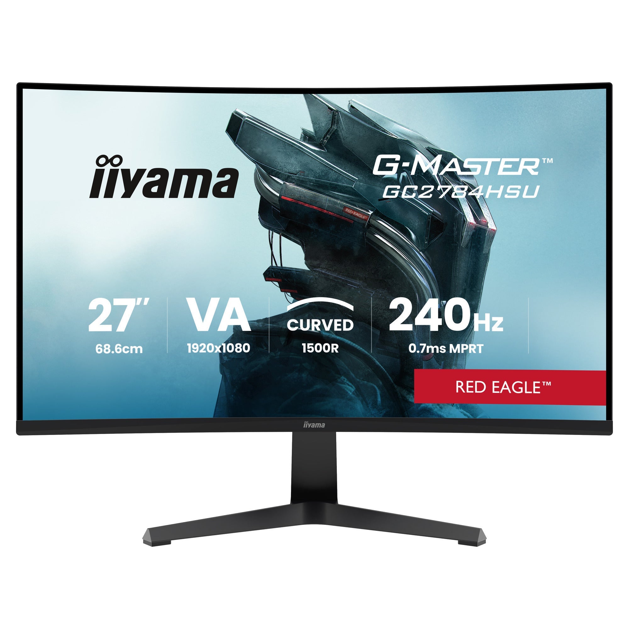 Iiyama G-Master Red Eagle GC2784HSU-B1 27 Curved Gaming Monitor (black, 2x HDMI, 1x DisplayPort, USB, audio, AMD Free-Sync, 240 Hz)-0