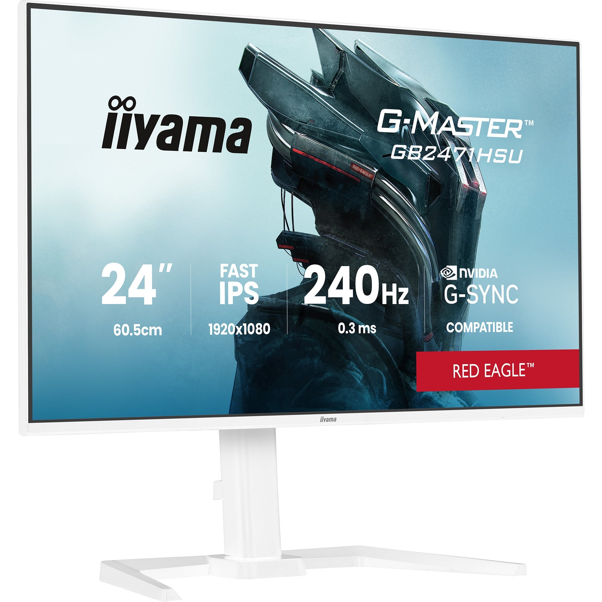 Iiyama G-Master Red Eagle GB2471HSU-W1 23.8 Gaming Monitor (White (Matte), 2x HDMI, DisplayPort, USB-A, USB-C, 240 Hz)-0