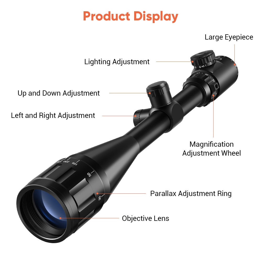6-24x50 Tactical Rifle Scope Red & Green Cross Airsoft