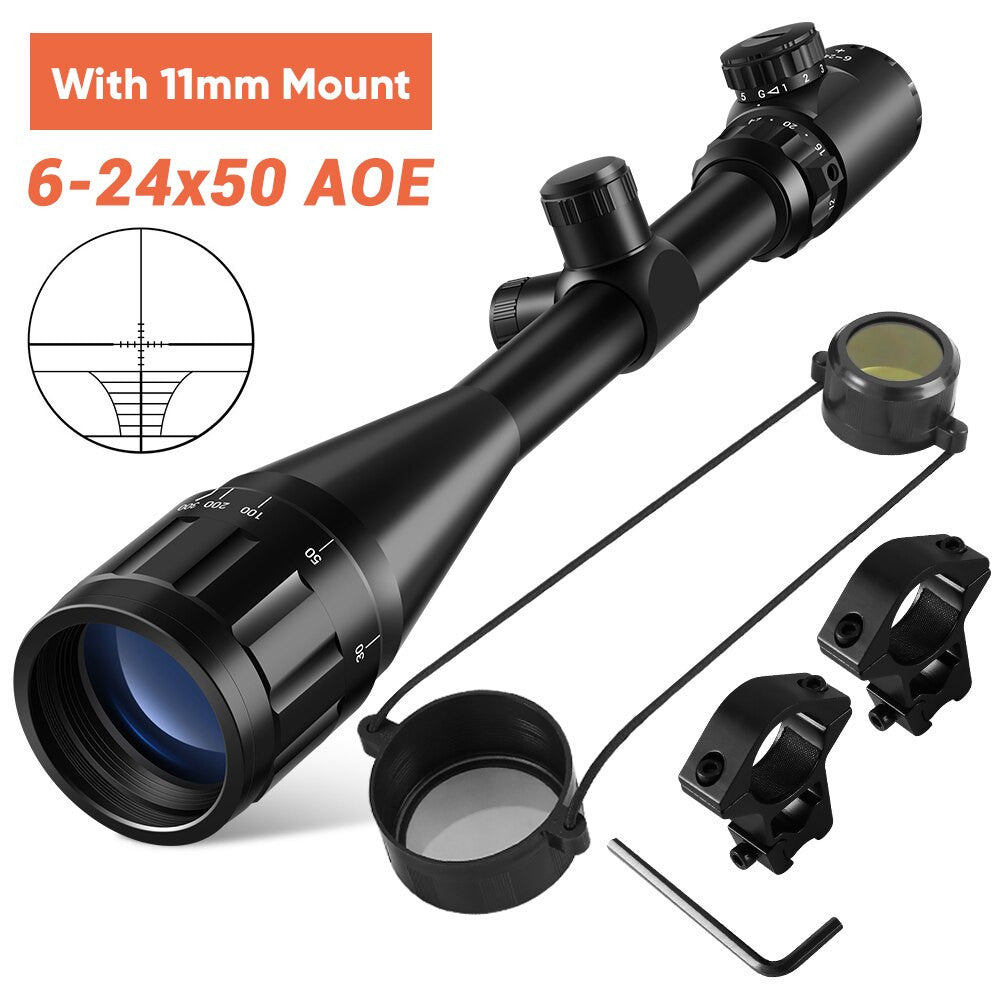 6-24x50 Tactical Rifle Scope Red & Green Cross Airsoft