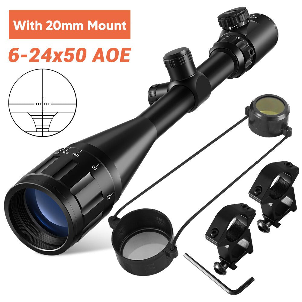 6-24x50 Tactical Rifle Scope Red & Green Cross Airsoft