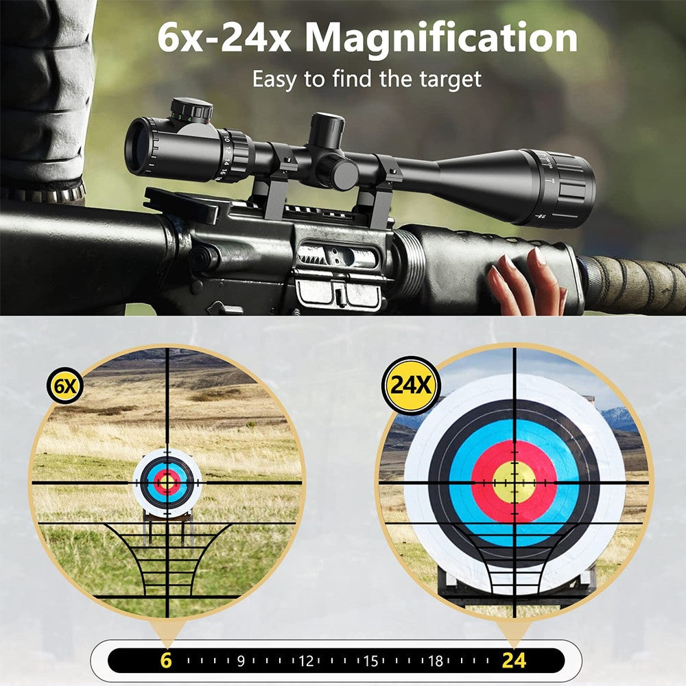 6-24x50 Tactical Rifle Scope Red & Green Cross Airsoft
