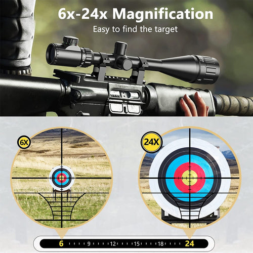 6-24x50 Tactical Rifle Scope Red & Green Cross Airsoft