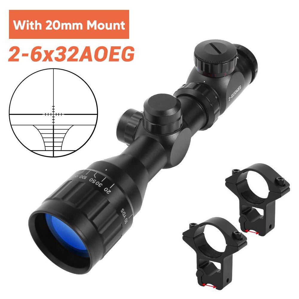 6-24x50 Tactical Rifle Scope Red & Green Cross Airsoft