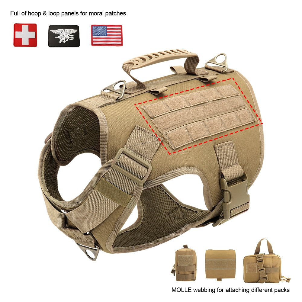 Nylon Tactical Dog Harness, Collar & Leash