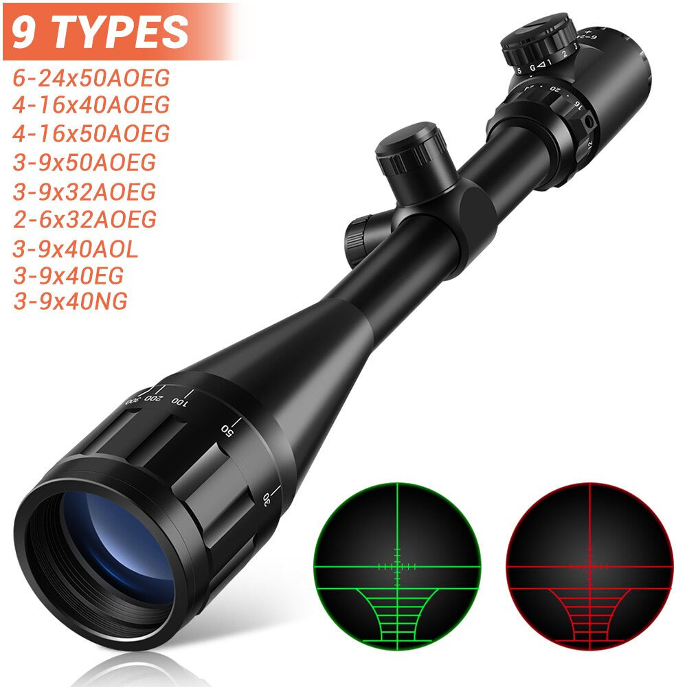 6-24x50 Tactical Rifle Scope Red & Green Cross Airsoft