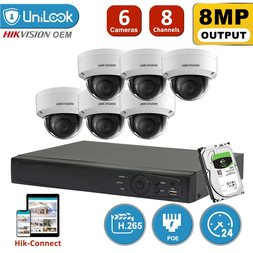 Hikvision CCTV Camera System 4K 8MP IP Camera POE Kit DS-2CD2185FWD-IS