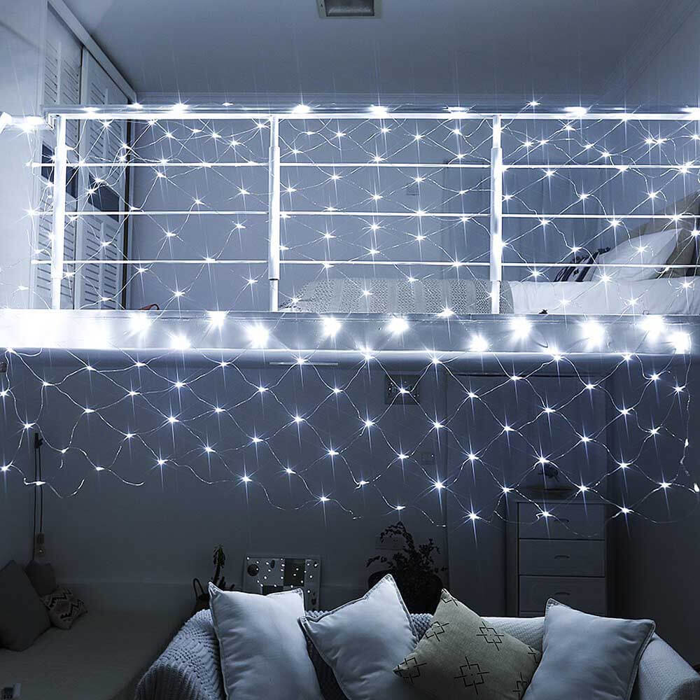 128 LED-es hálós fényfüzér, 2 színben-hidegfehér-4