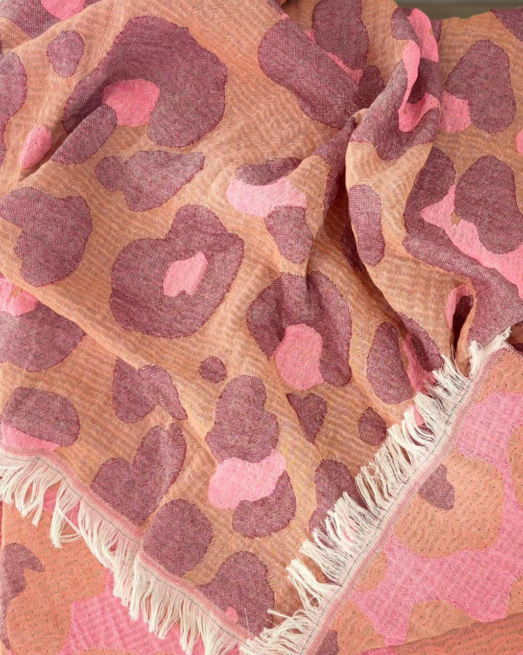 Women's Changing Poncho Neon Safari Camel & Rose – Jacquard Cotton-3