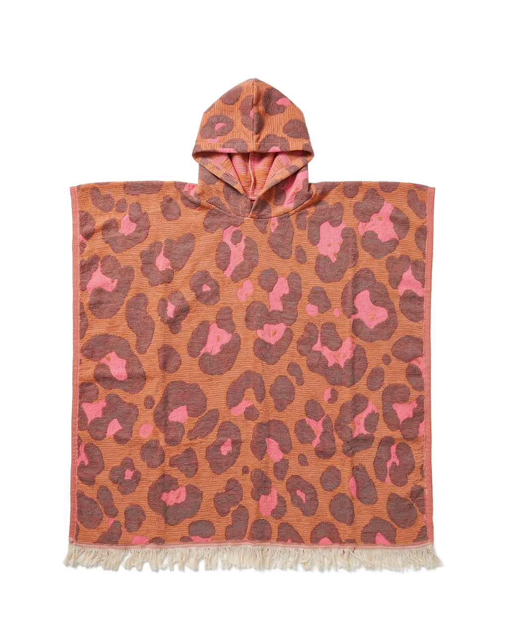 Women's Changing Poncho Neon Safari Camel & Rose – Jacquard Cotton-2
