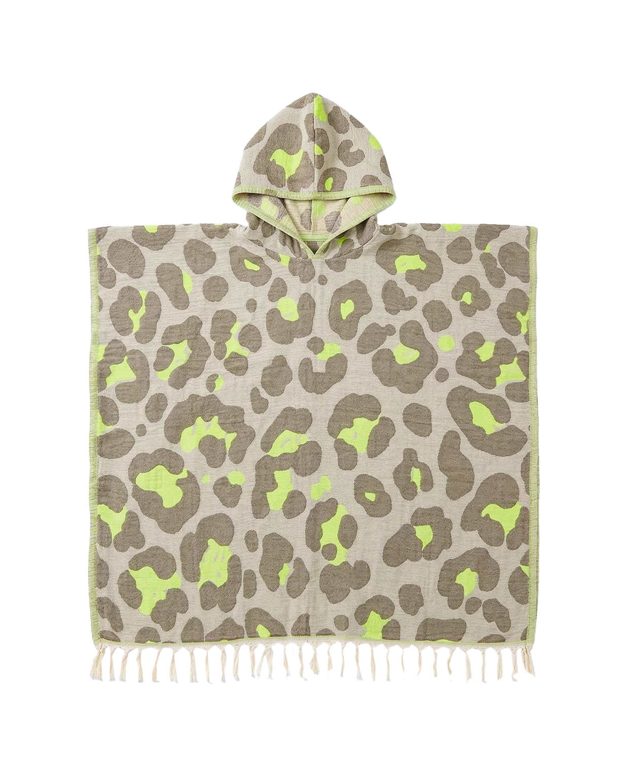 Women's Changing Poncho Neon Safari Grey & Lime – Jacquard Cotton-2