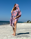 Women's Changing Poncho Neon Safari Lavender & Coral – Jacquard Cotton-0