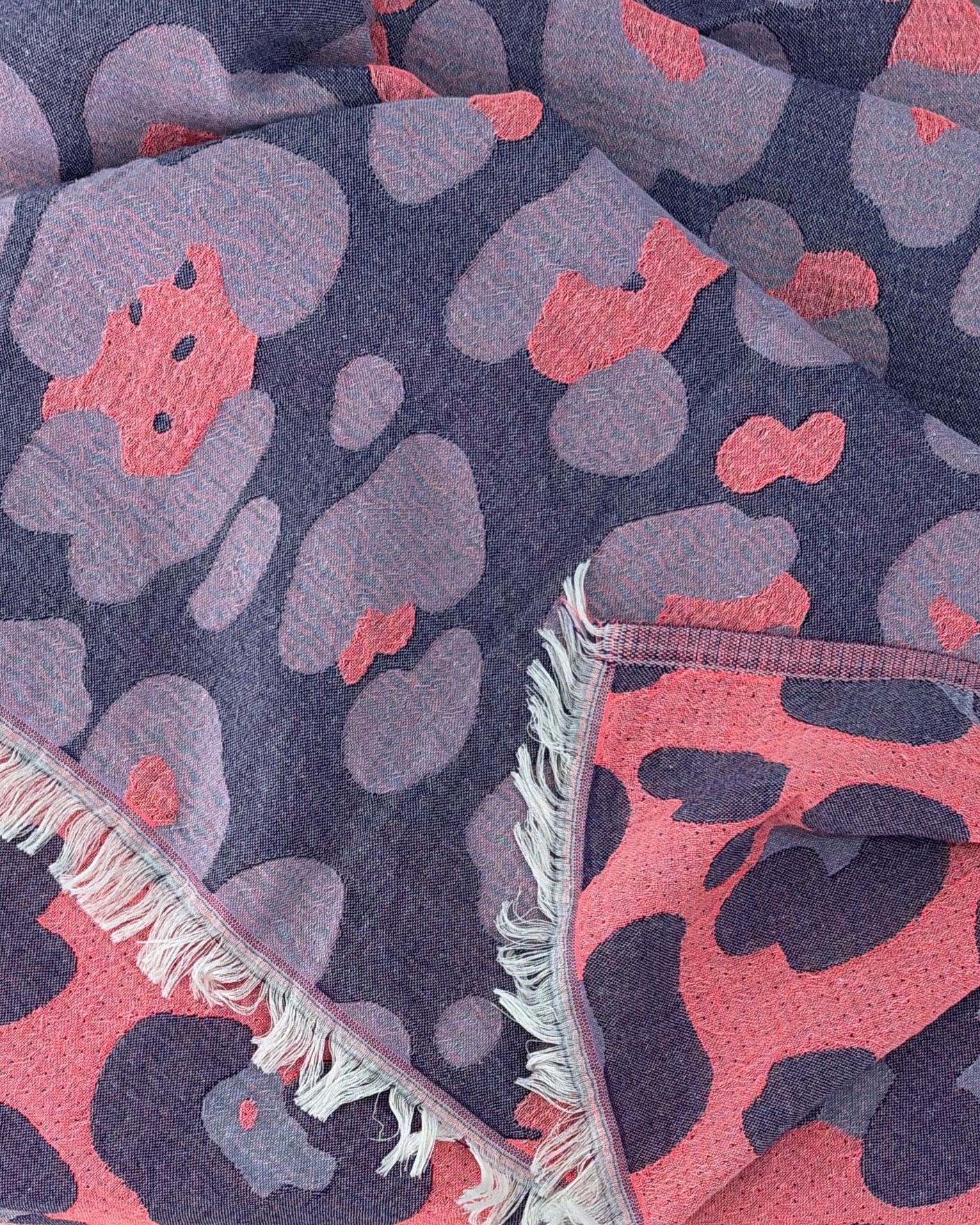 Women's Changing Poncho Neon Safari Lavender & Coral – Jacquard Cotton-3
