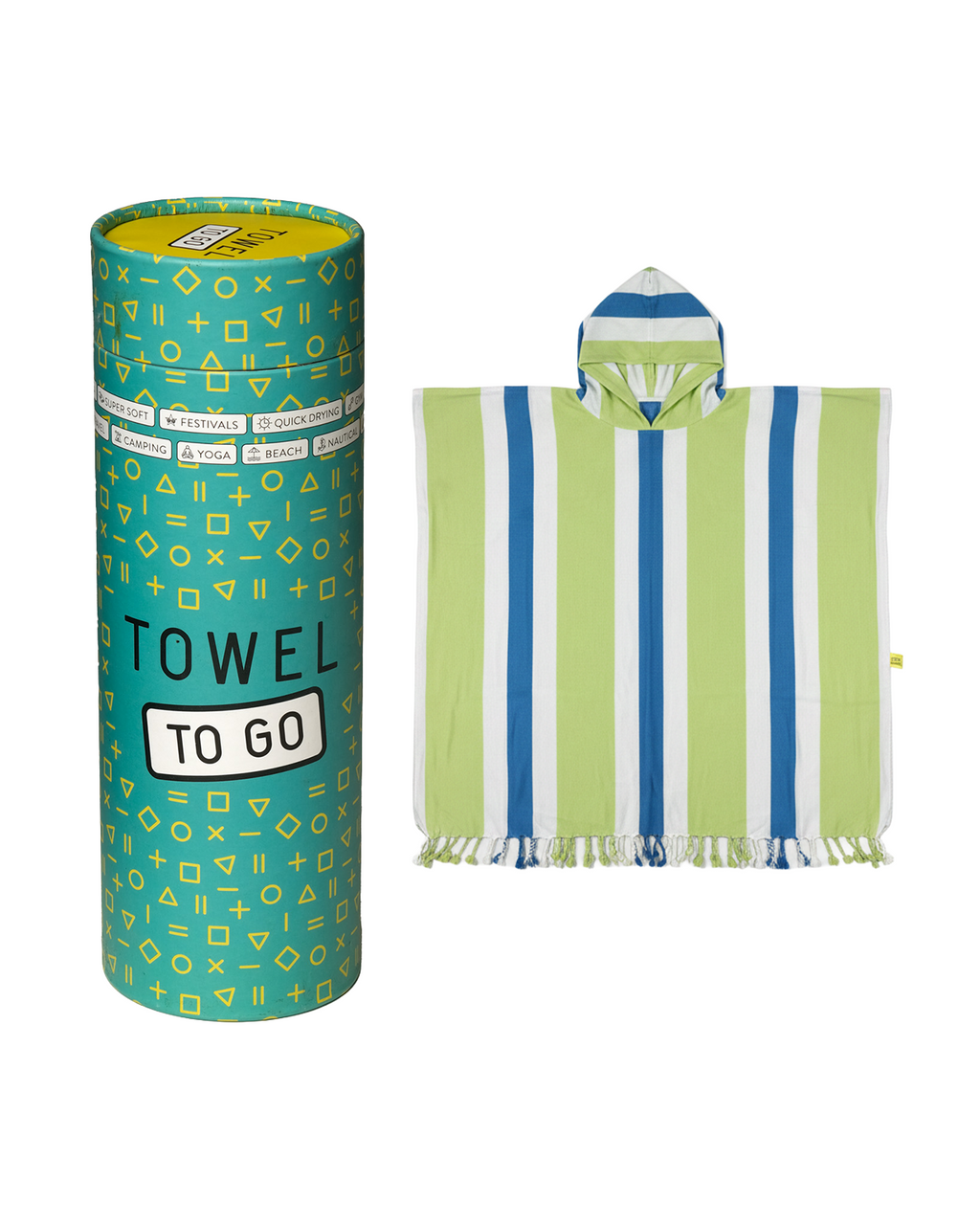 Women's Beach Poncho Recycled Cotton – Coral Coast Lime & Ocean Blue-2