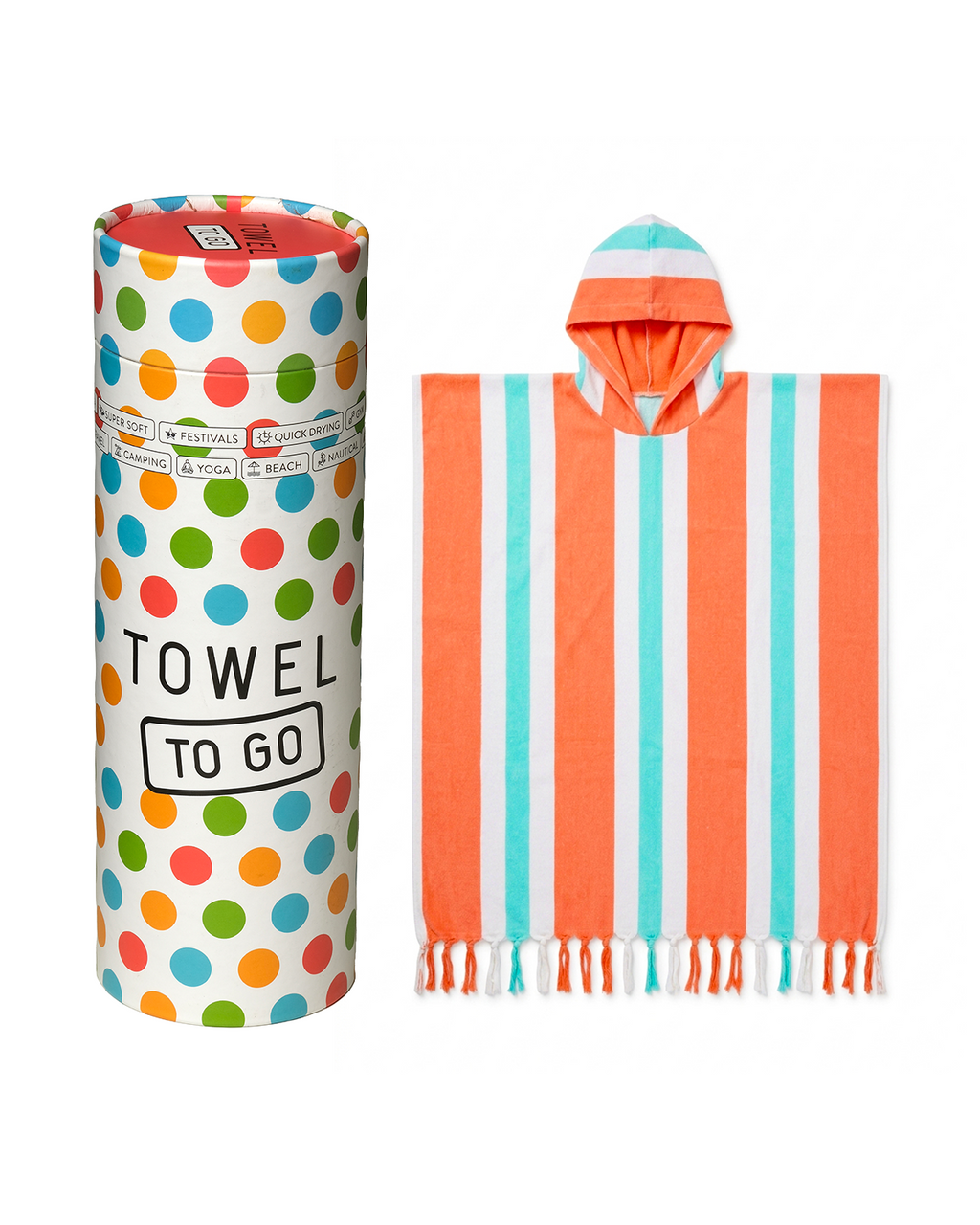 Women's Beach Poncho Recycled Cotton – Coral Coast Orange & Mint-2
