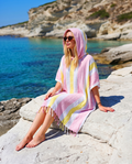 Women's Beach Poncho Recycled Cotton – Coral Coast Rose & Sunset-0