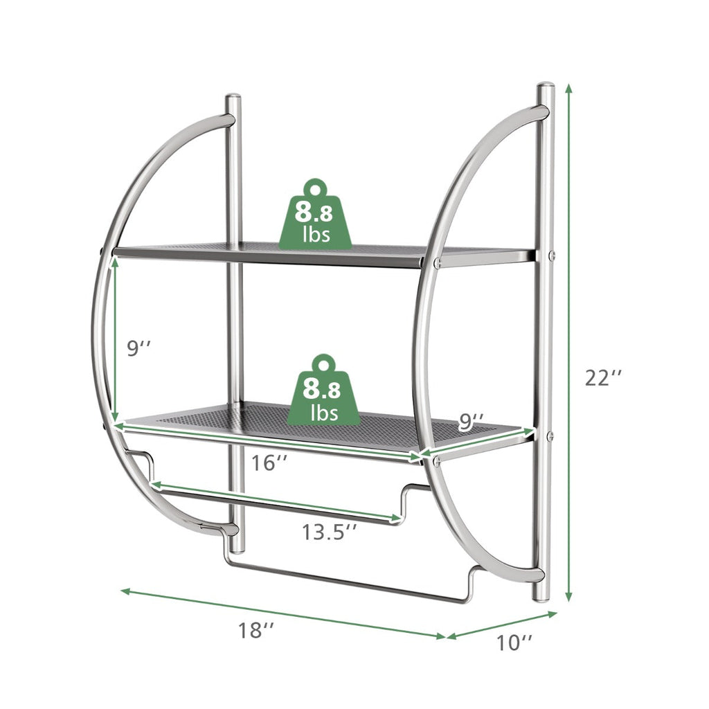 NNECW 2-Tier Wall Mount Towel Storage Rack for Bathroom