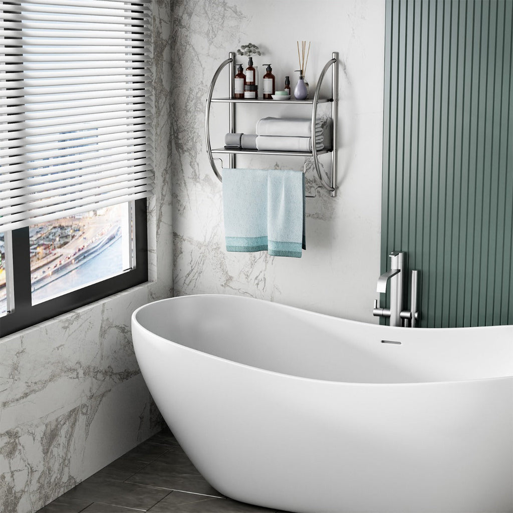 NNECW 2-Tier Wall Mount Towel Storage Rack for Bathroom