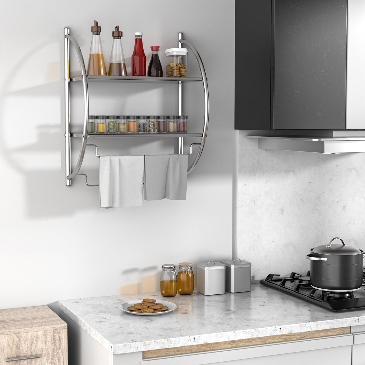 NNECW 2-Tier Wall Mount Towel Storage Rack for Bathroom