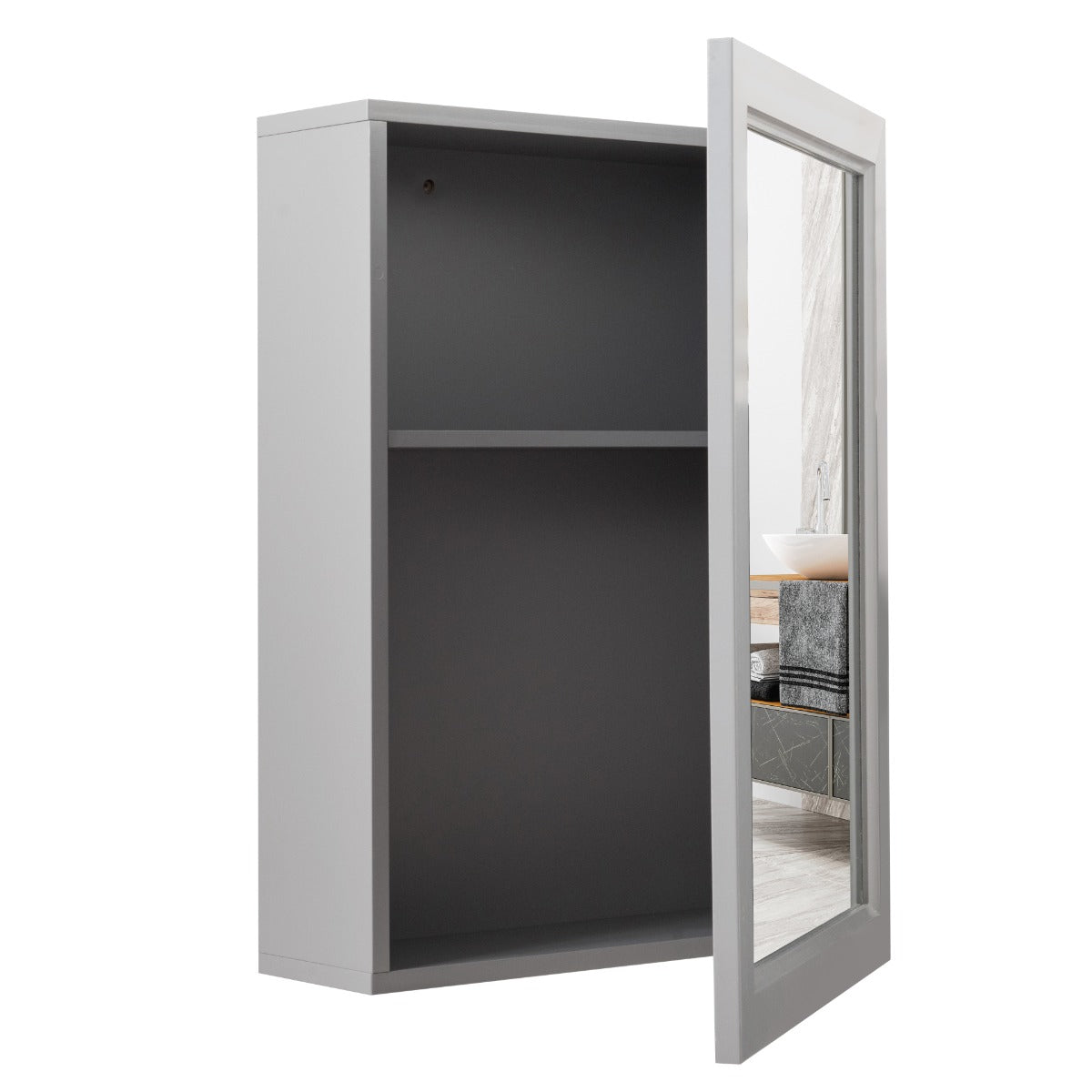 NNECW Mirror Cabinet with Wall Mounted for Bathroom/Kitchen-Grey