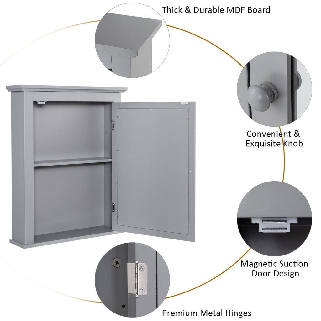 NNECW Cabinet with Height-adjustable Shelf for Bathroom/Hallway-Grey