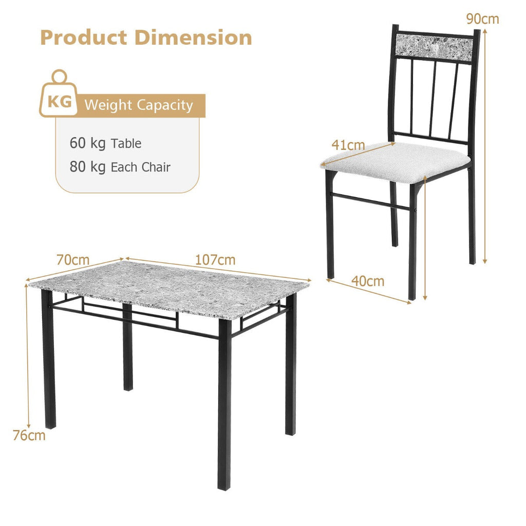 NNECW 5-Piece Dining Table Set with 4 High Back Chairs & 1 Rectangular Table
