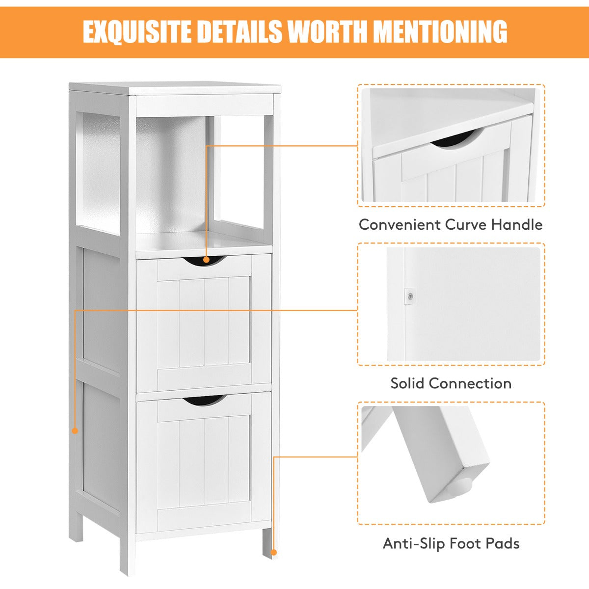 NNECW Freestanding Bathroom Floor Cabinet with 2 Removable Drawers