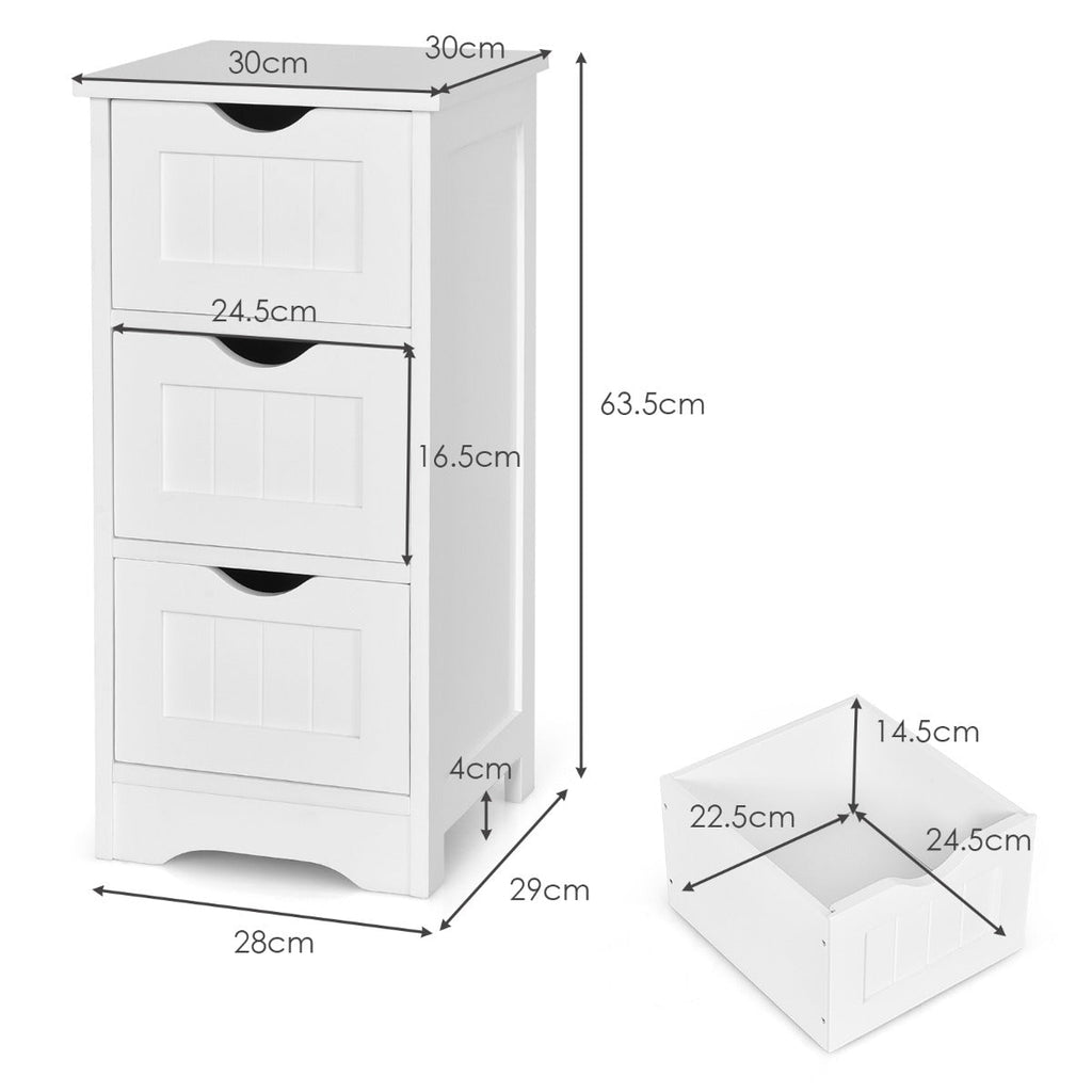 NNECW Bathroom Floor Cabinet with 3 Drawers & Anti-Toppling Kit