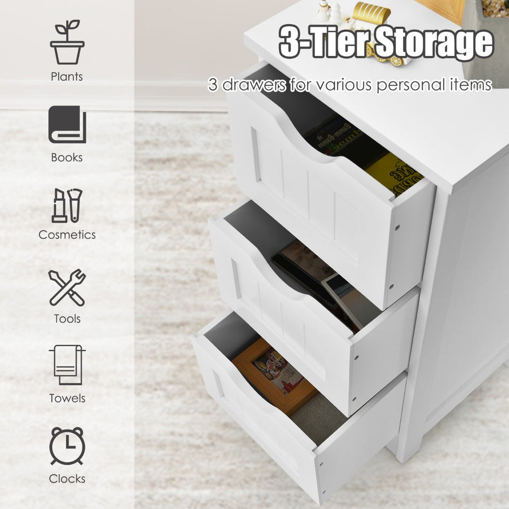 NNECW Bathroom Floor Cabinet with 3 Drawers & Anti-Toppling Kit