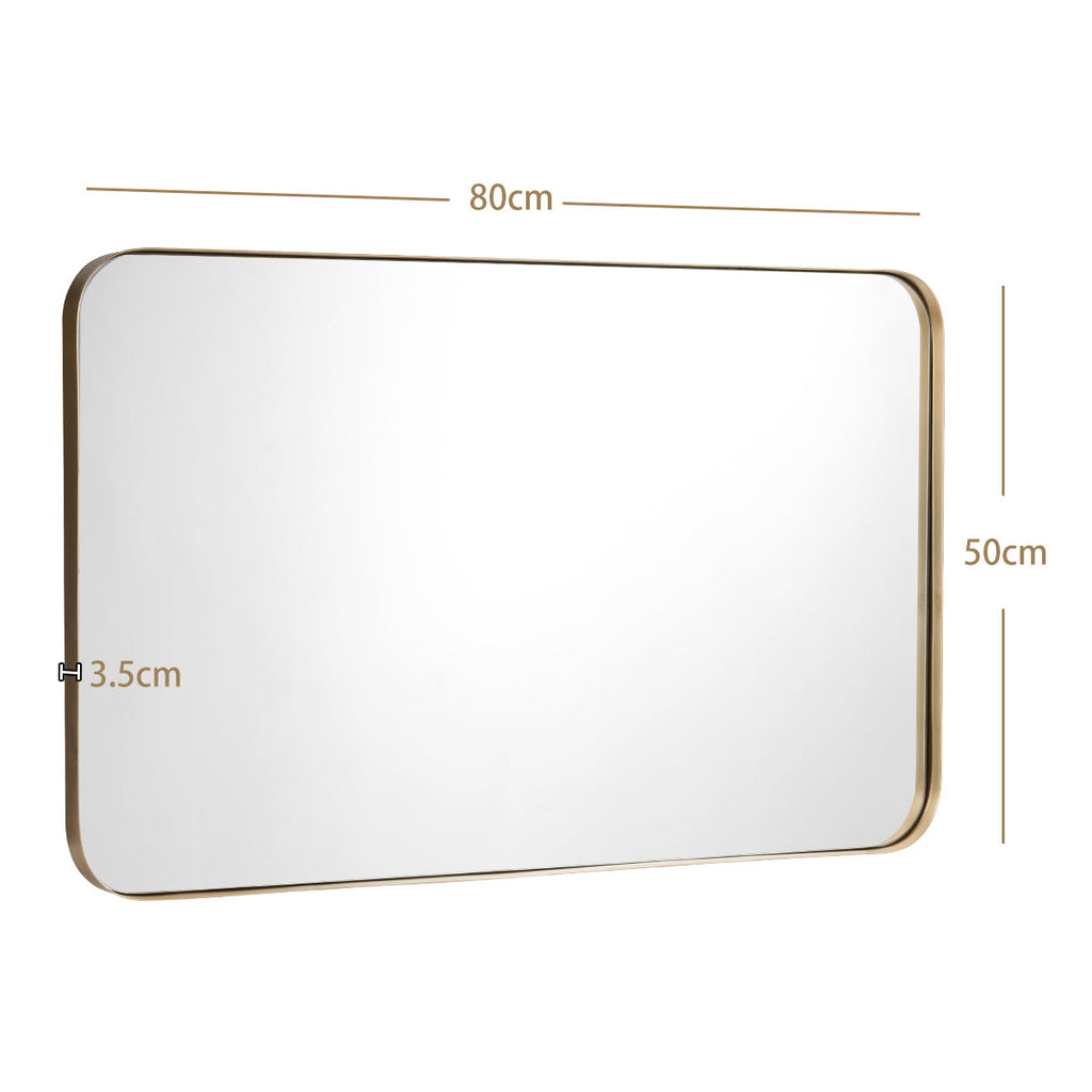 NNECW Bathroom Wall Mirror with Rounded Corner for Washroom-Golden