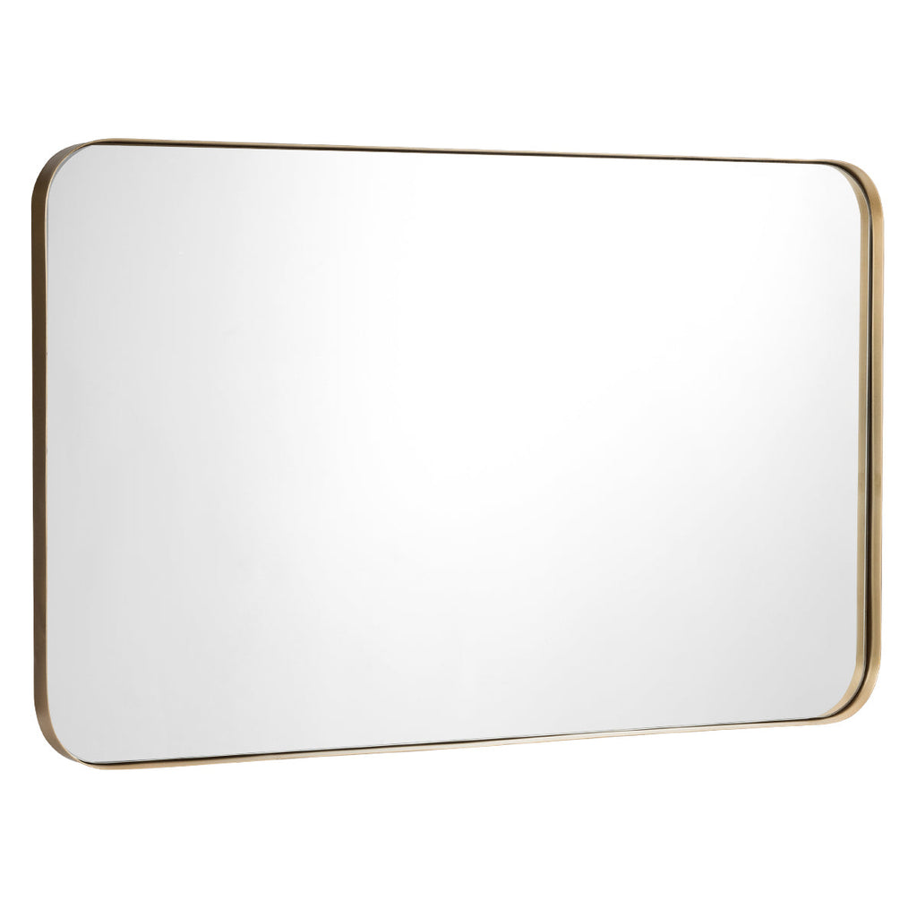 NNECW Bathroom Wall Mirror with Rounded Corner for Washroom-Golden