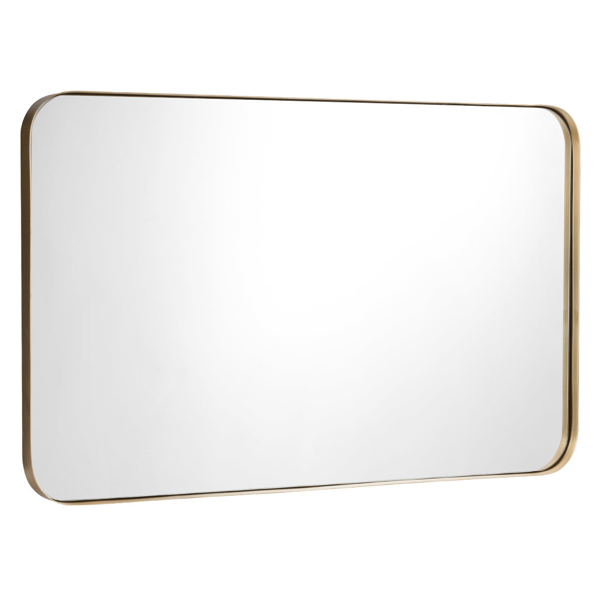 NNECW Bathroom Wall Mirror with Rounded Corner for Washroom-Golden