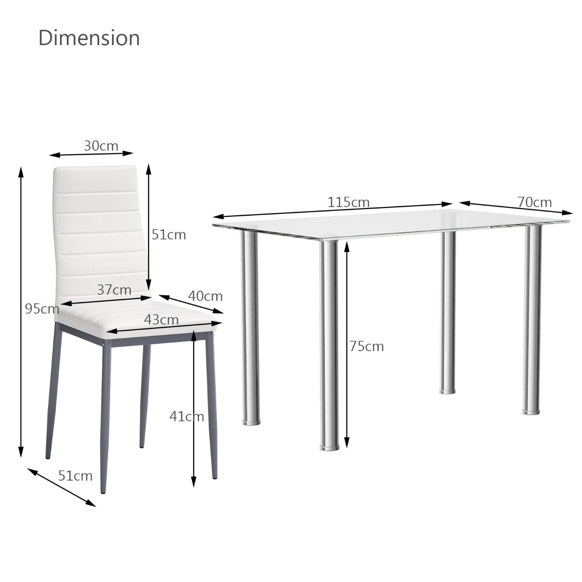 NNECW 5 Piece Dining Table Set with High Backrest Chair for Kitchen