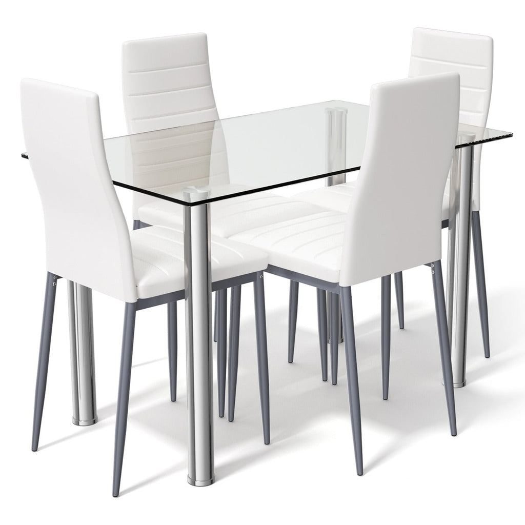NNECW 5 Piece Dining Table Set with High Backrest Chair for Kitchen