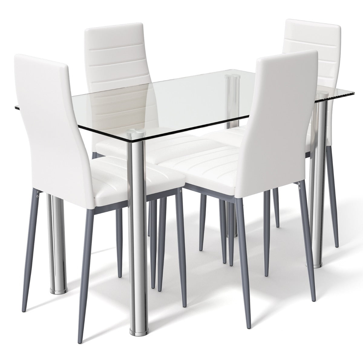 NNECW 5 Piece Dining Table Set with High Backrest Chair for Kitchen