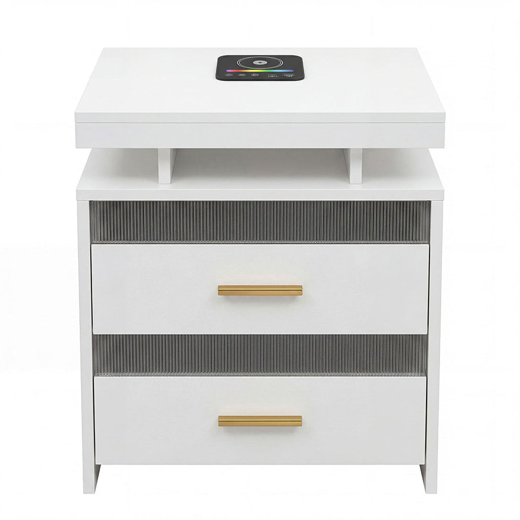 Levede Smart Bedside Table RGB Motion Sensor Charging Nightstand Bedroom Modern