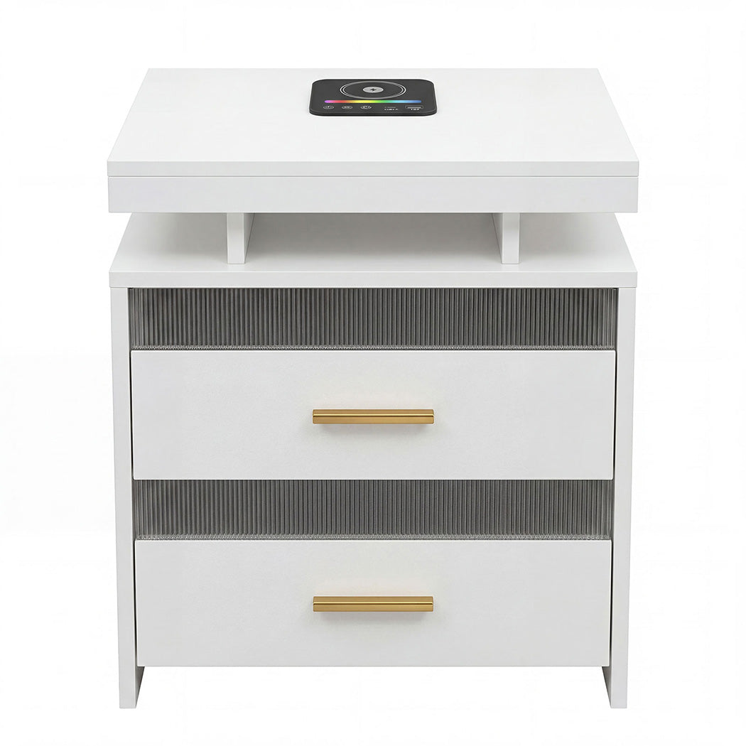 Levede Smart Bedside Table RGB Motion Sensor Charging Nightstand Bedroom Modern