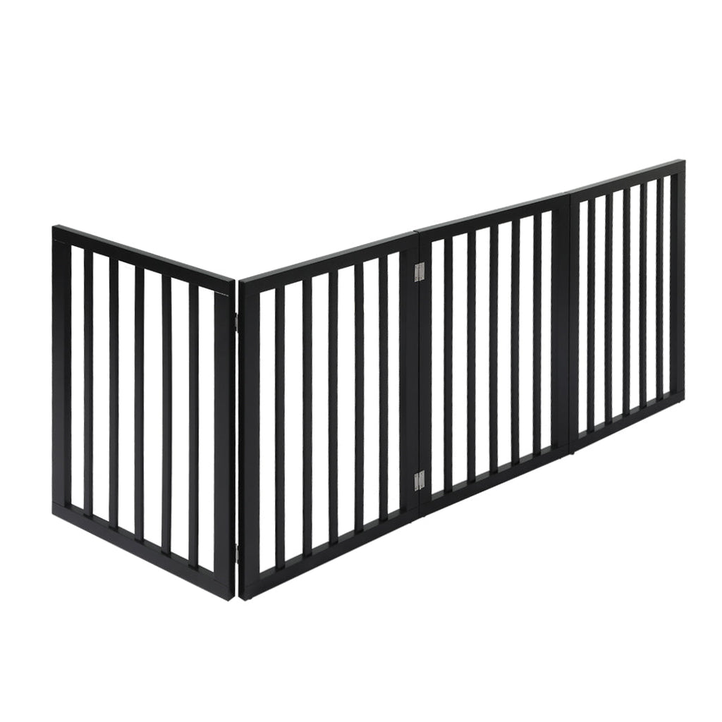 PaWz 4 Panels Wooden Pet Gate Dog Fence Black 600x 3MM-0