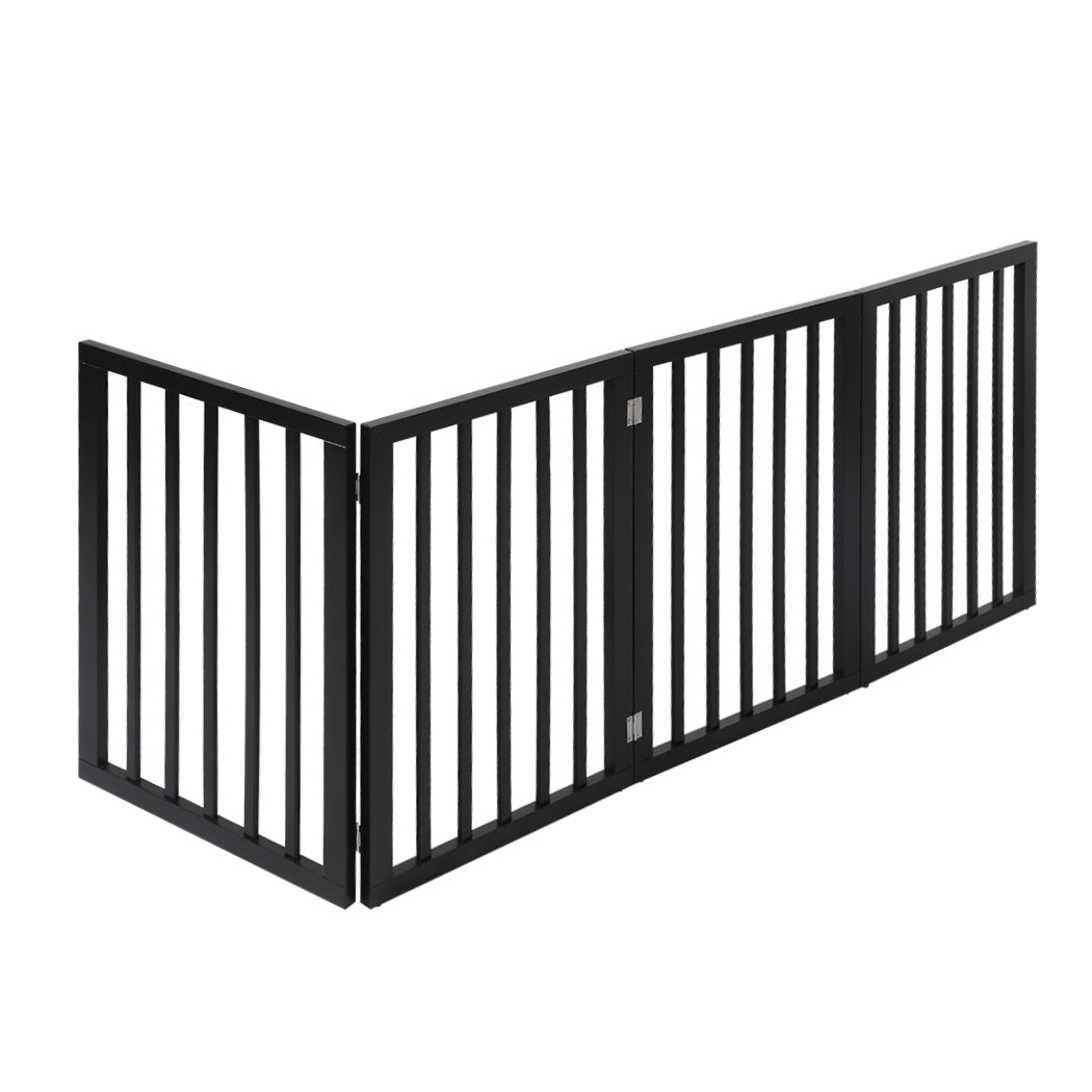 PaWz 4 Panels Wooden Pet Gate Dog Fence Black 600x 3MM-0