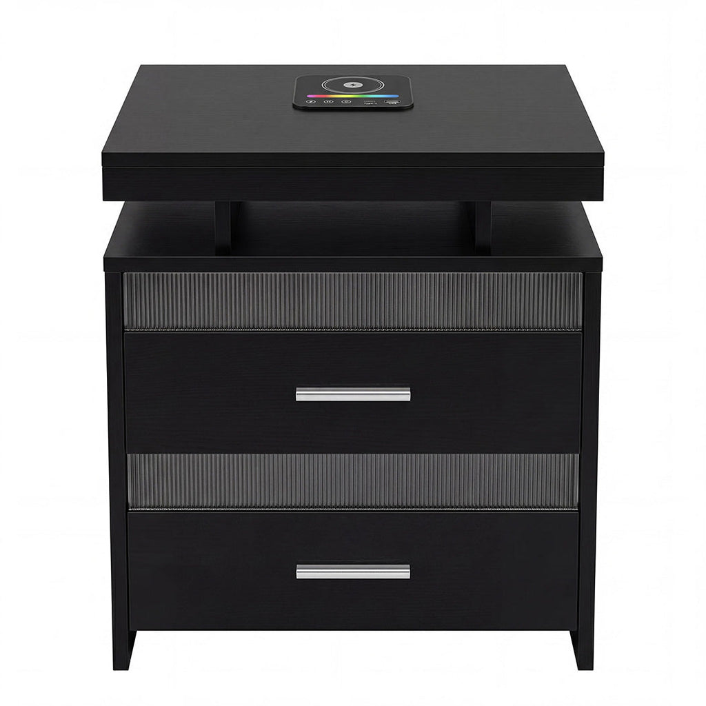 Levede Smart Bedside Table Charging Station Motion Sensor Modern Nightstand