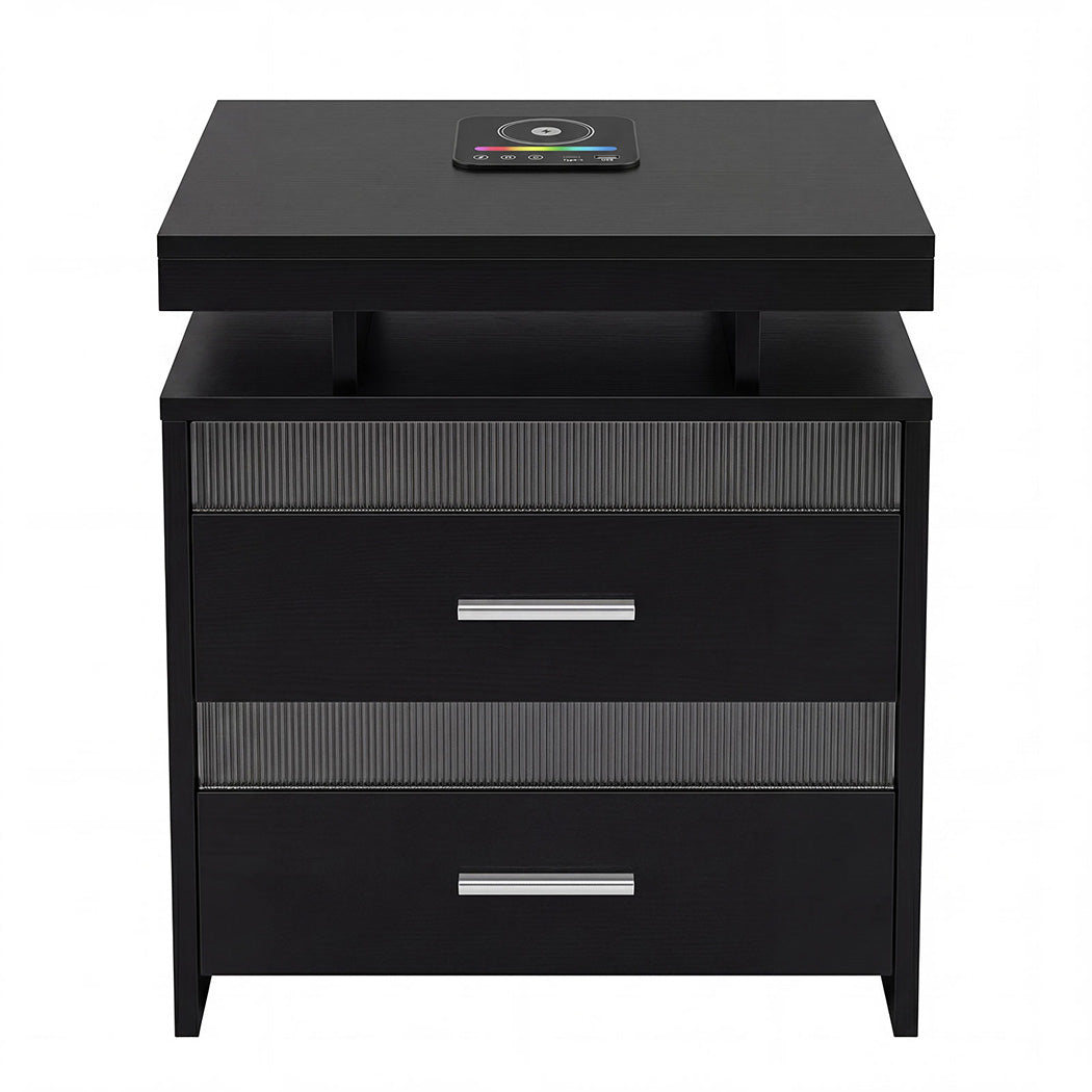 Levede Smart Bedside Table Charging Station Motion Sensor Modern Nightstand