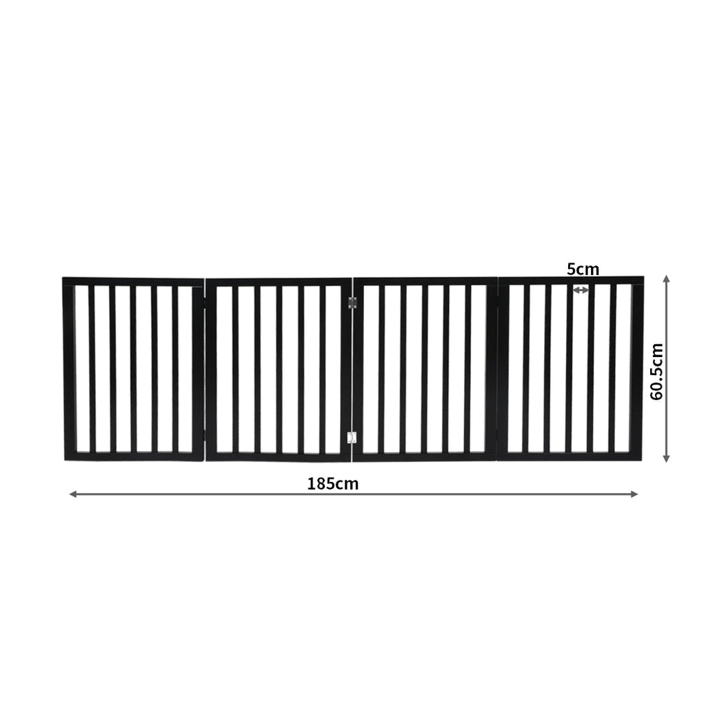 PaWz 4 Panels Wooden Pet Gate Dog Fence Black 600x 3MM-1