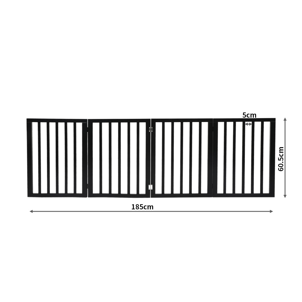 PaWz 4 Panels Wooden Pet Gate Dog Fence Black 600x 3MM-1