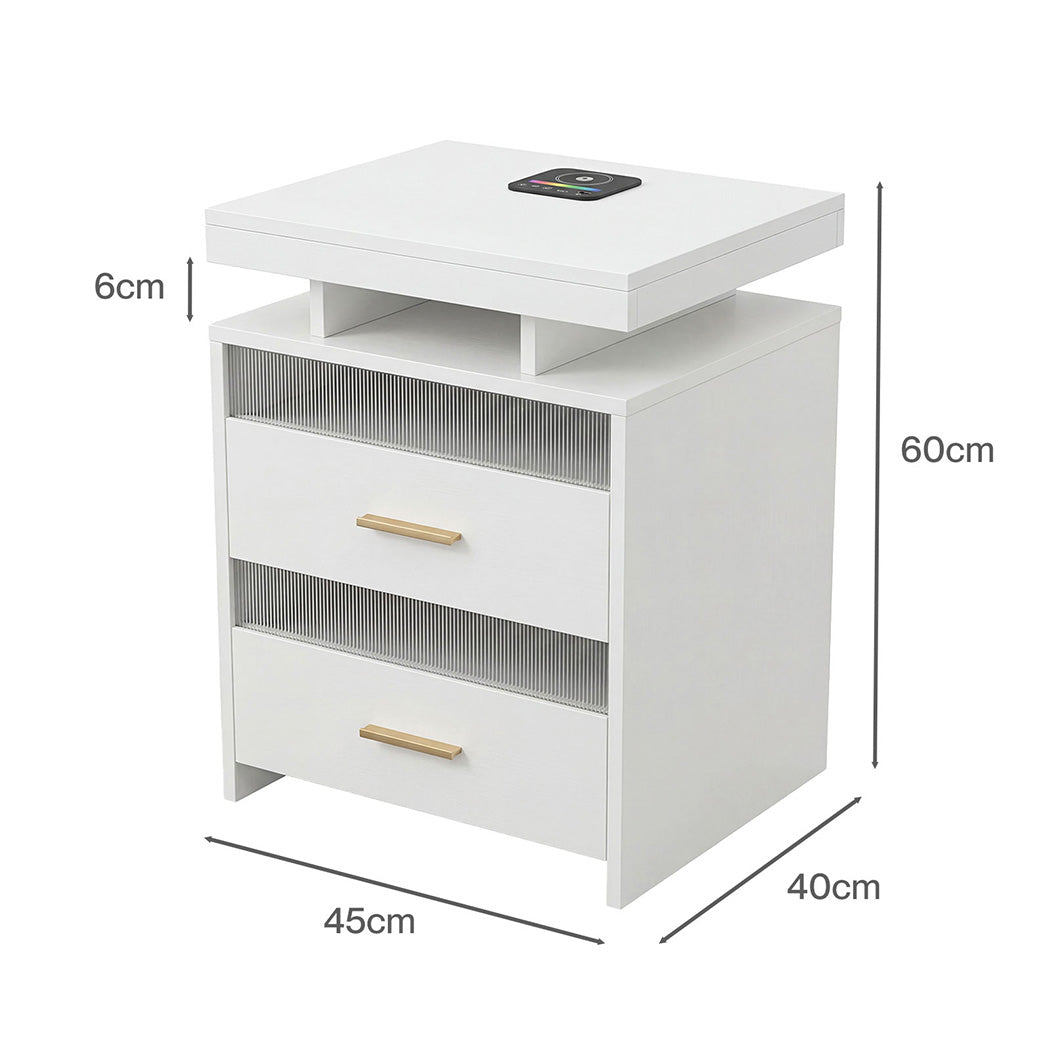 Levede Smart Bedside Table RGB Motion Sensor Charging Nightstand Bedroom Modern