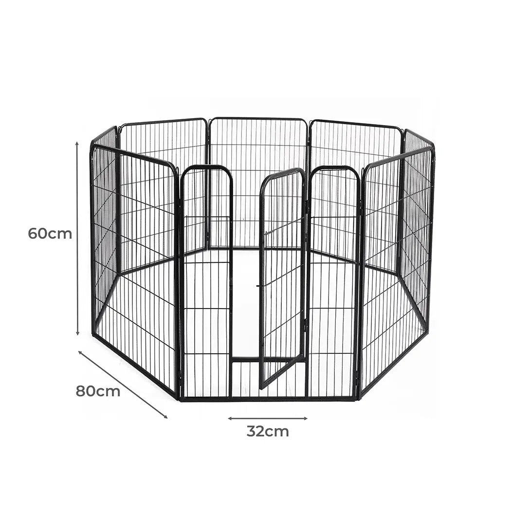 PaWz 8 Panel Pet Dog Playpen Puppy Exercise Black 24 inch-1