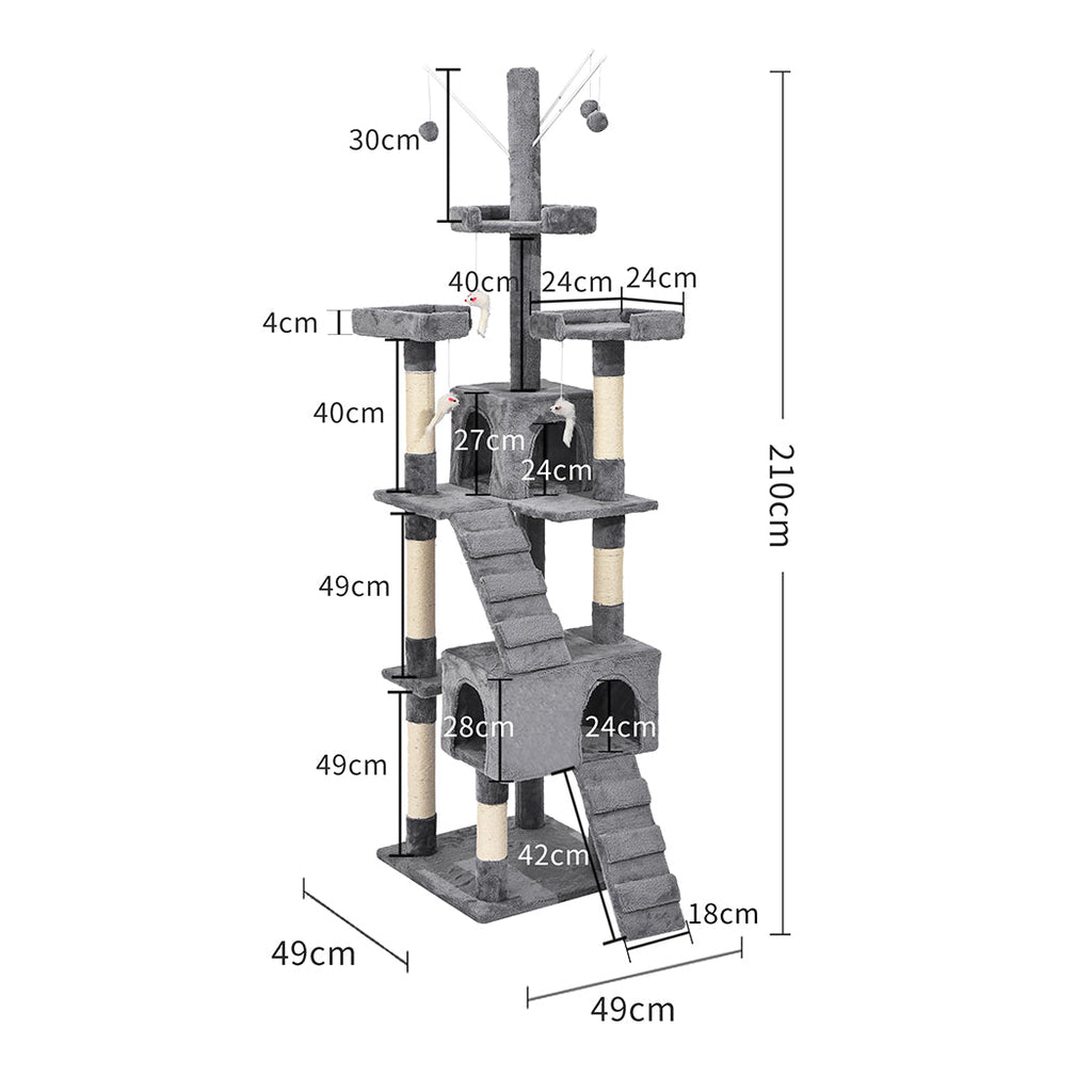 PaWz Cat Tree Scratching Post Scratcher Grey
