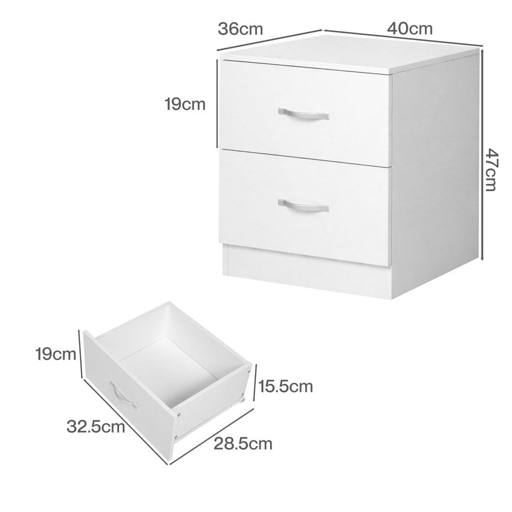 Levede Bedside Table Side Table 2 Drawers Storage Nightstand Bedroom Cabinet